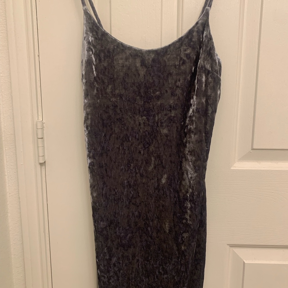 Forever21 Grey Crushed Velvet Slip Dress